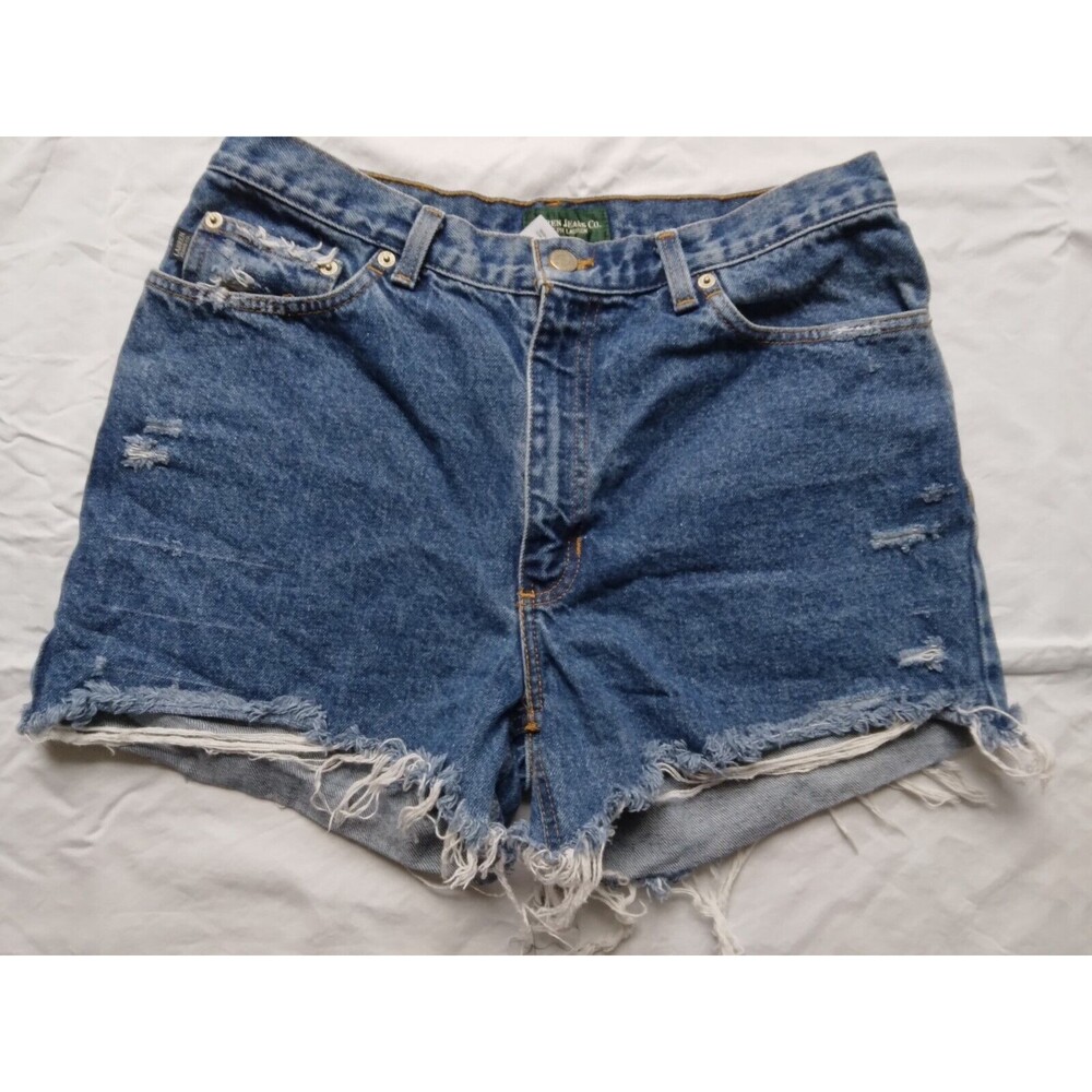 Lauren Jeans Co Jean Shorts Ralph Lauren Distressed Cutoff Blue Denim Womens 12 - Picture 3 of 7